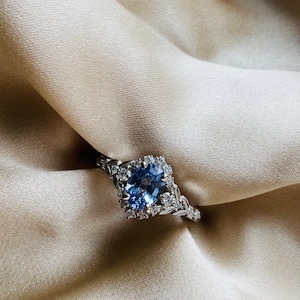 Kassandra Ice blue sapphire engagement ring white gold Winter Glow Light Blue sapphire diamond engagement ring Enchanted engagement ring image 4