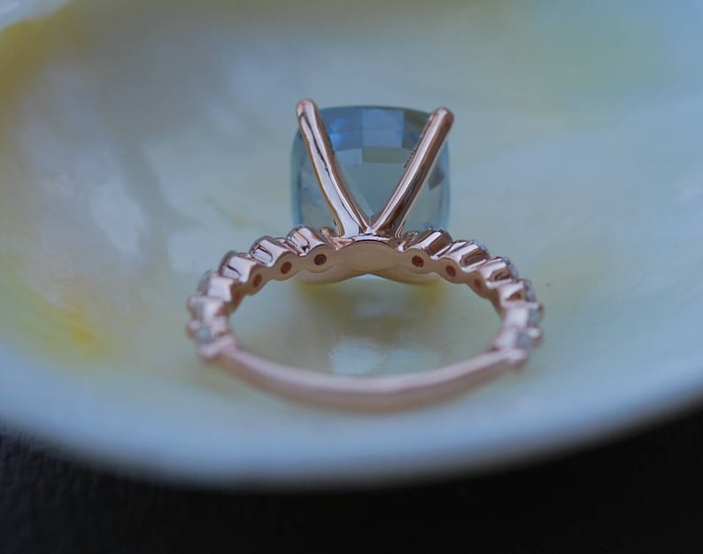 GIA certified sapphire ring. Godivah ring. Rose Gold Engagement Ring. Emerald cut sapphire ring. Blue sapphire ring. One of a kind ring ring image 4