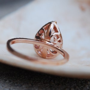 Engagement Ring White Sapphire Engagement Ring 14k Rose Gold 3ct, Pear Cut White Sapphire Ring. Engagement ring by Eidelprecious image 4