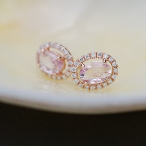 Peach sapphire best sale earrings