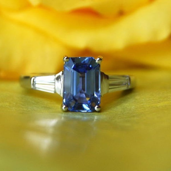 Morning sky 2 - Platinum ring with blue sapphire and diamonds 1st payment for Sabiche