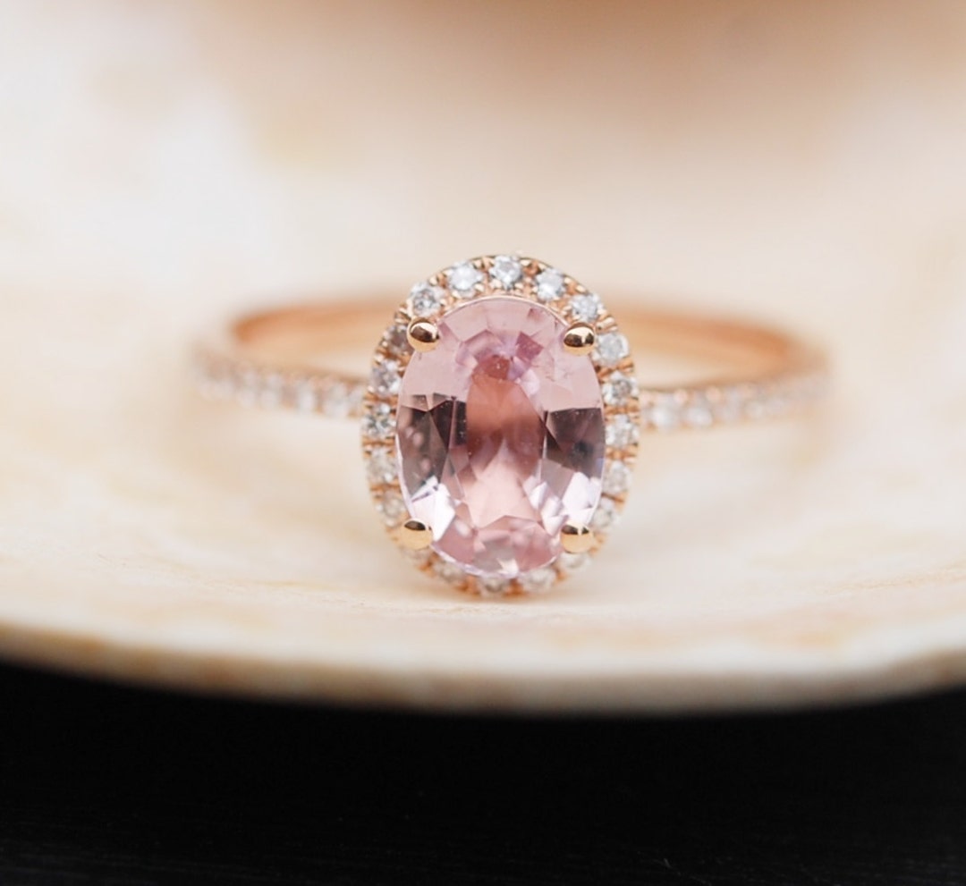 Peach Sapphire Ring Peach Sapphire Engagement Ring Peach - Etsy