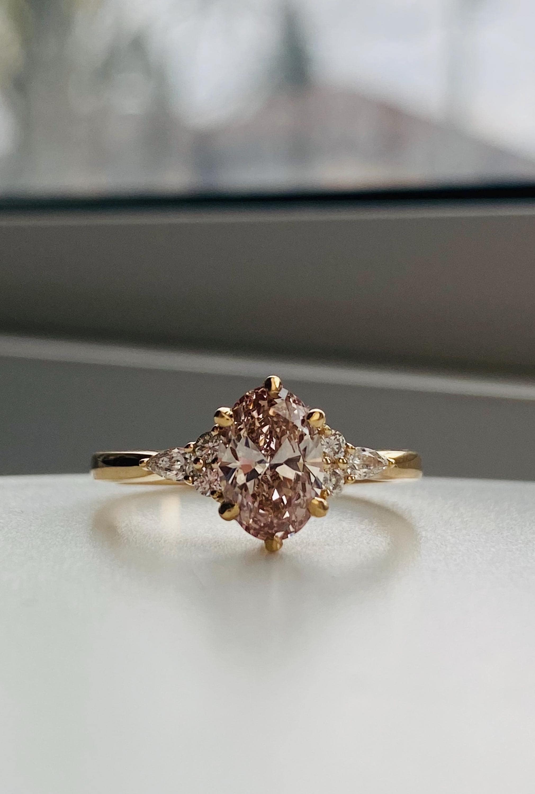 Cinnamon Slate Lab Grown Pink Diamond Engagement Ring: 14k Gold - Etsy