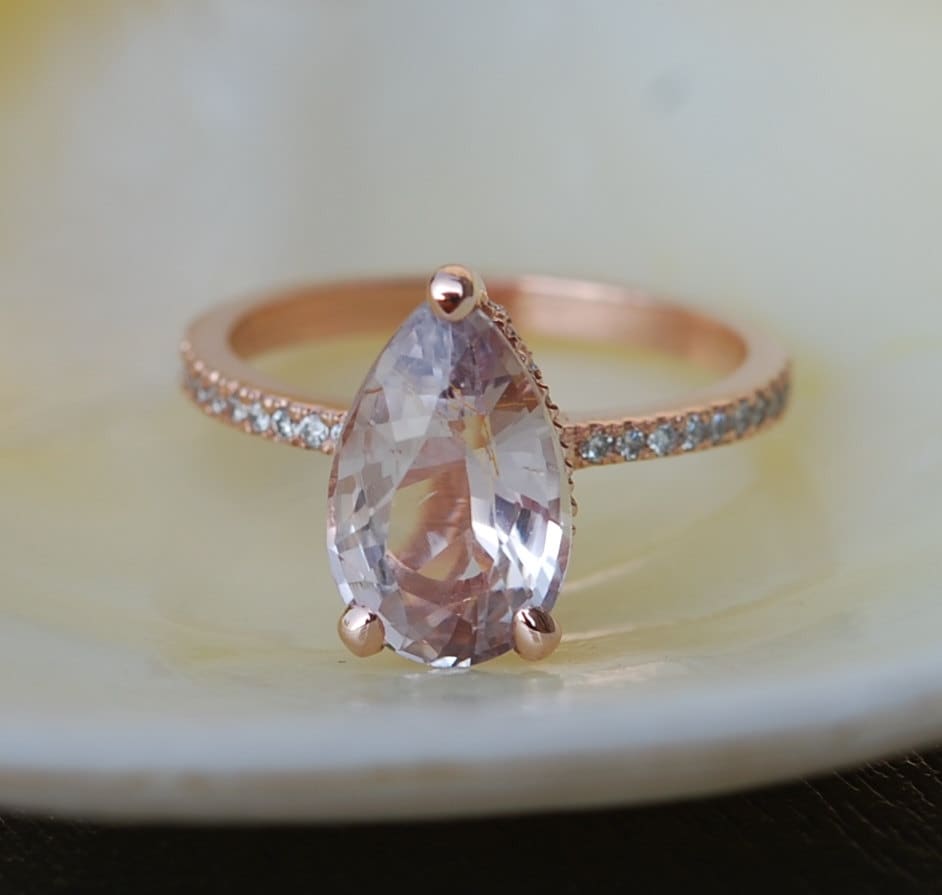  Engagement  Ring  Peach champagne Sapphire Engagement Ring  