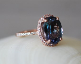 Tanzanite engagement Ring. Rose Gold Ring. 5.01ct Lavender Mint Tanzanite ring. Oval cut engagement ring 14k rose gold ring by Eidelprecious