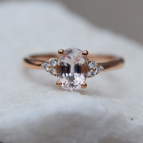 Sapphire engagement ring. Caramel sapphire. Oval diamond ring 14k Rose gold. Campari Engagement ring by  Eidelprecious