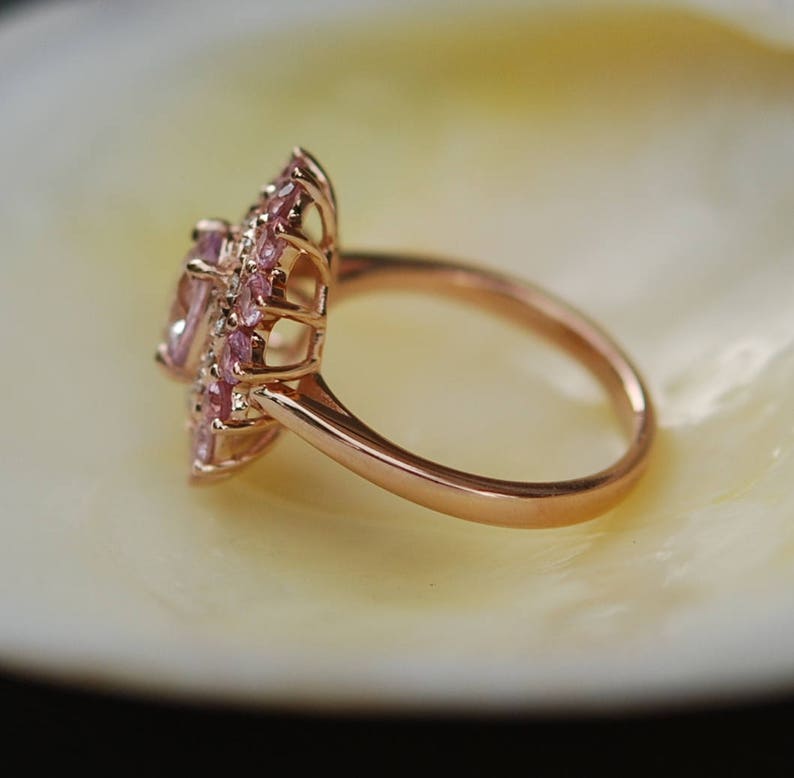 Sapphire engagement ring Oval Pink sapphire ring Diamond ring Rose gold ring engagement ring by Eidelprecious image 4