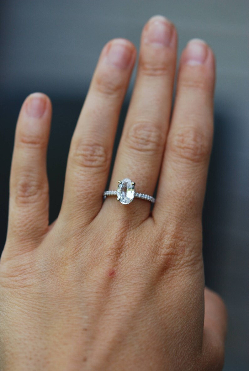 Blake Lively White Sapphire Ring Engagement Ring 1.81ct Oval Etsy