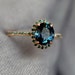 Jordan bury reviewed Blue Green sapphire engagement ring. Peacock sapphire oval halo blue green diamond ring 14k Rose gold ring by Eidelprecious