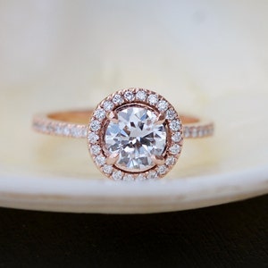 Rose gold engagement ring 0.9ct Light pink diamond ring 14k rose gold VS2 diamond ring by Eidelprecious image 5