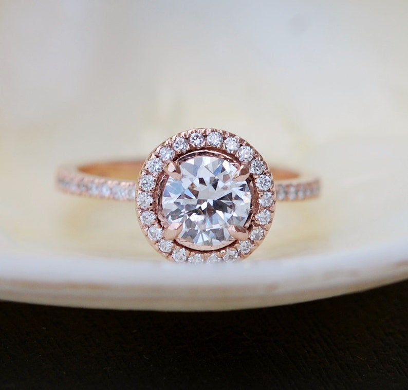 Rose gold engagement ring 0.9ct Light pink diamond ring 14k rose gold VS2 diamond ring by Eidelprecious image 5