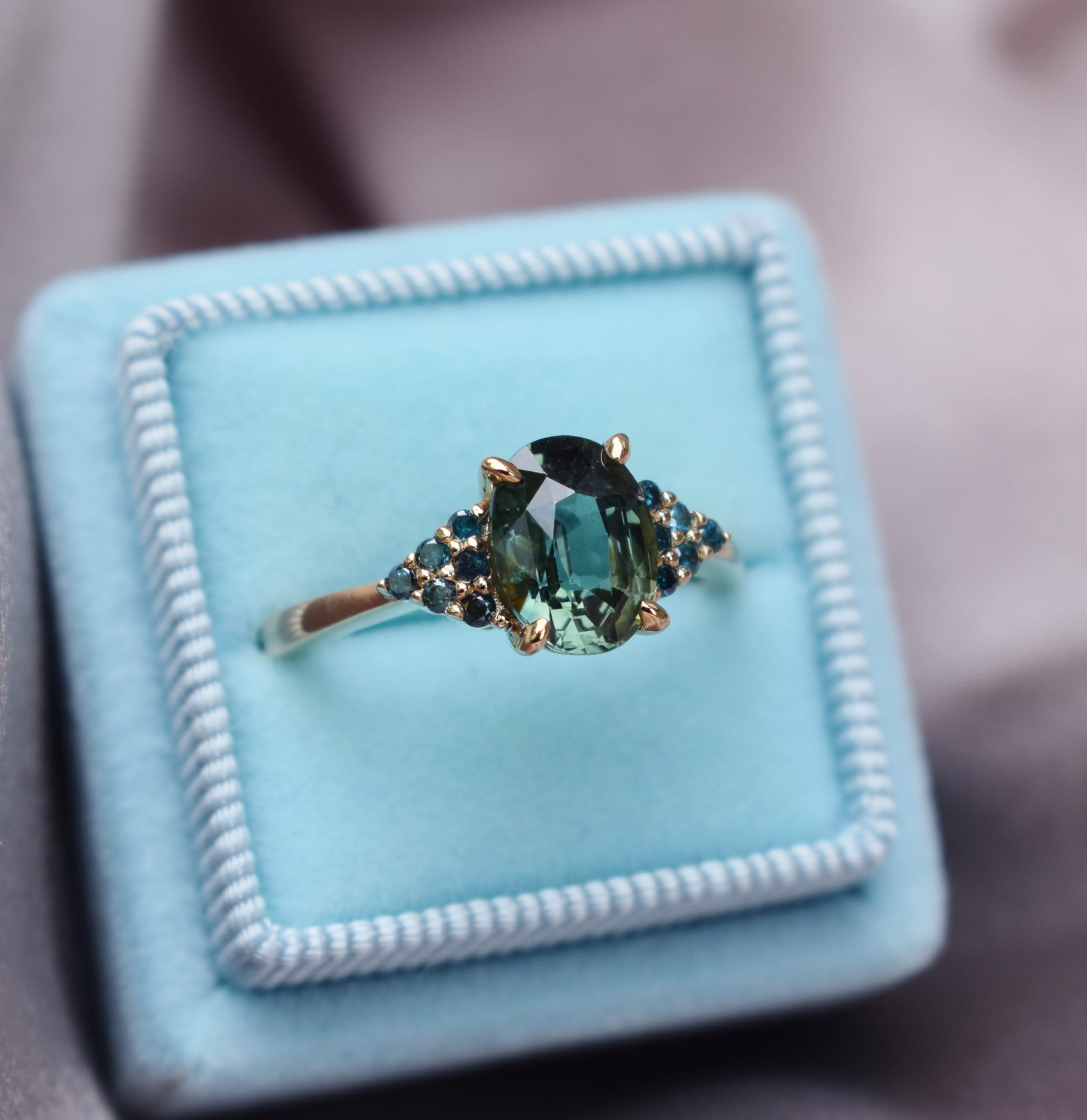 Peacock sapphire 2024 rose gold ring