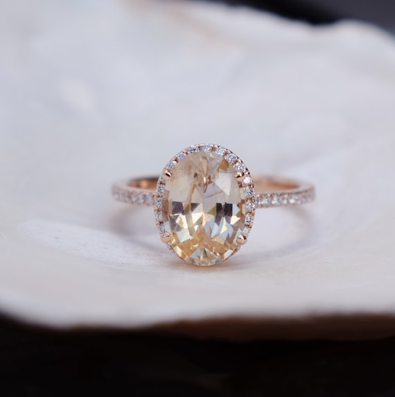 Apricot sapphire clearance engagement ring