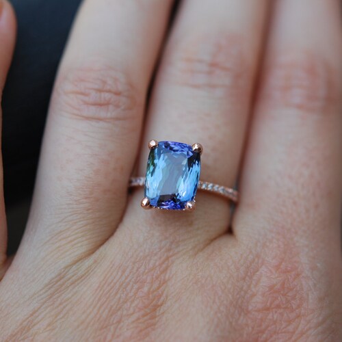 Denim Blue Sapphire Engagement Ring. Blake Lively Ring. Oval | Etsy