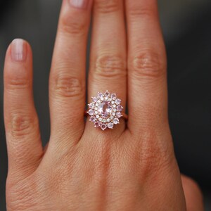 Sapphire engagement ring Oval Pink sapphire ring Diamond ring Rose gold ring engagement ring by Eidelprecious image 5