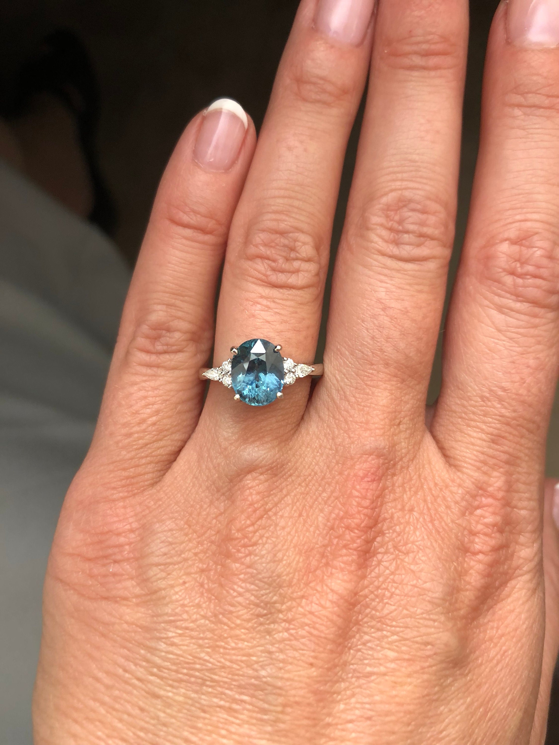 Teal sapphire engagement ring. Peacock green sapphire 3.1ct | Etsy