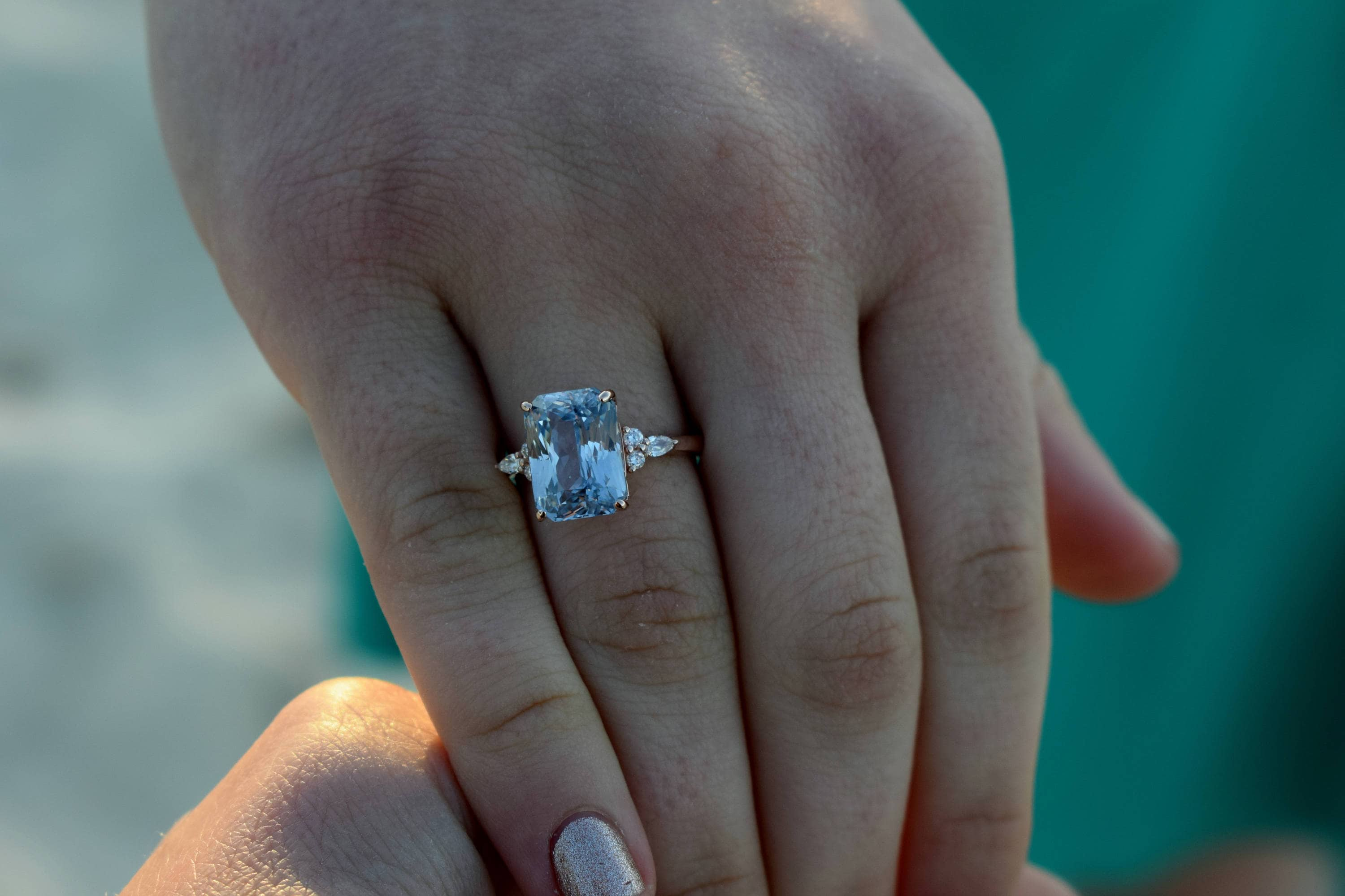 Blue Sapphire Engagement Ring. Sky Blue Sapphire 3ct Radiant Cut Ring 14k  Yellow Gold. Trillium Engagement Ring by Eidelprecious. - Etsy