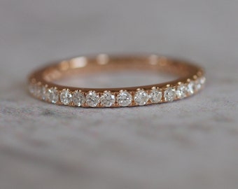 3/4 eternity band 2mm eternity diamond band 14k yellow gold band, rose gold band, white gold band. Matching wedding band.