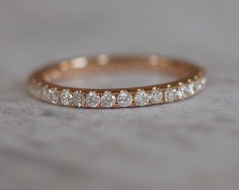 3/4 eternity band 2mm eternity diamond band 14k yellow gold band, rose gold band, white gold band. Matching wedding band.