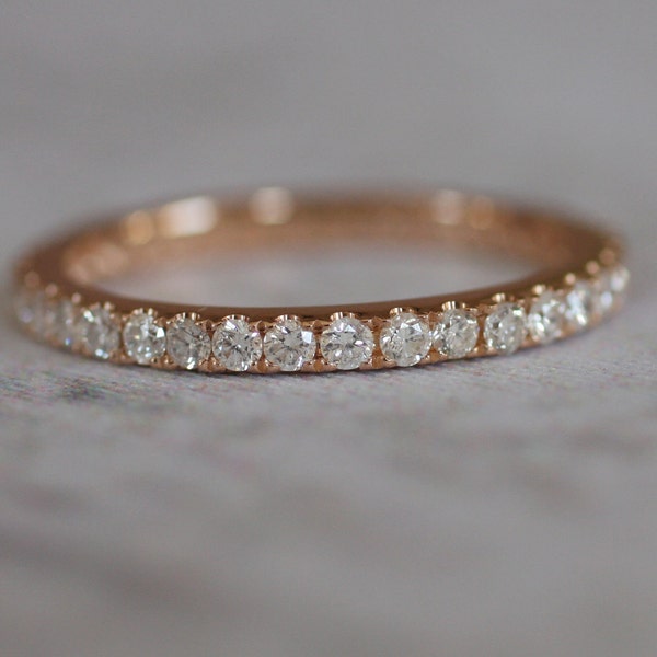 2mm full eternity diamond band - rose, white or yellow gold -made to order