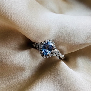 Kassandra Ice blue sapphire engagement ring white gold Winter Glow Light Blue sapphire diamond engagement ring Enchanted engagement ring image 9