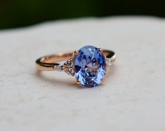 Endless Summer Sapphire ring. Oval blue sapphire ring. Rose gold engagement ring. Blue violet sapphire ring. Campari ring by Eidelprecious