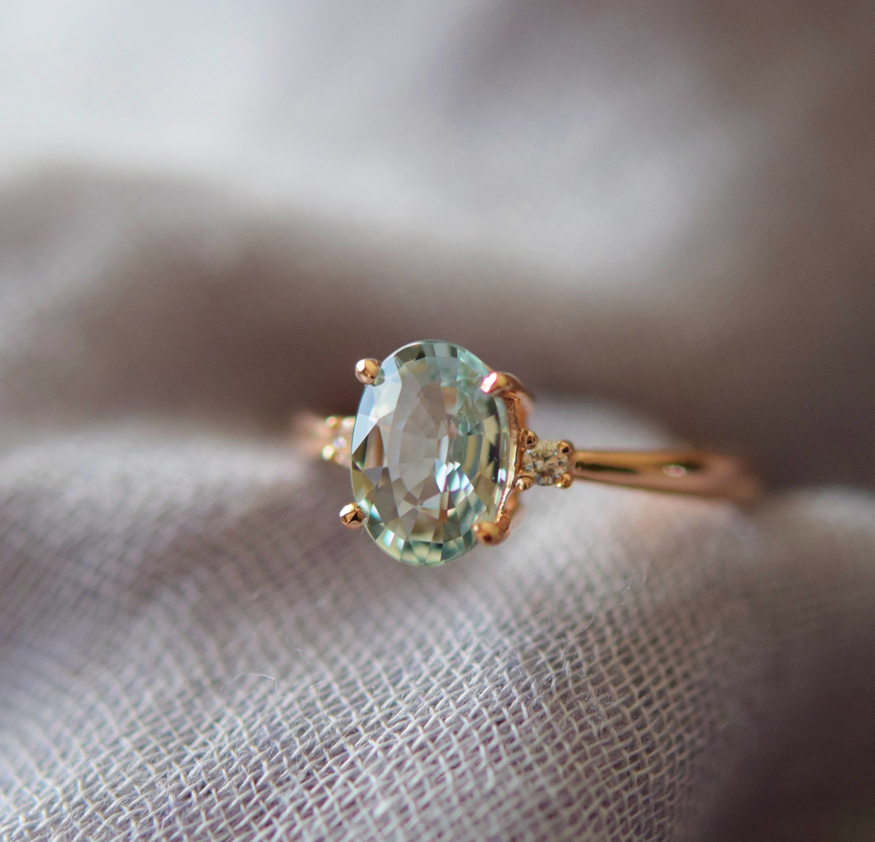 Adelaide, 1.83c Teal Green Sapphire and Diamond Engagement Ring | Melissa  Caron Jewellers