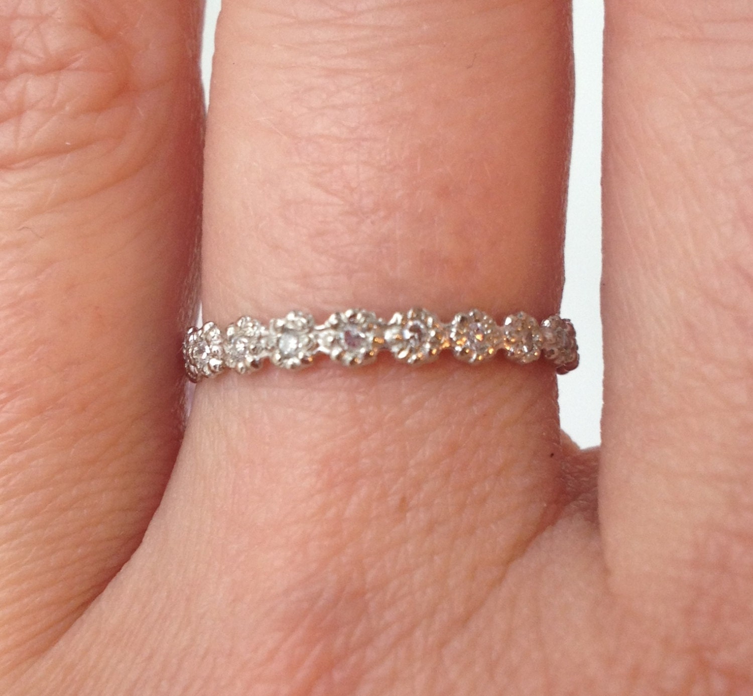 1mm Diamond Wedding band matches ANY engagement ring. Eternity band 14k