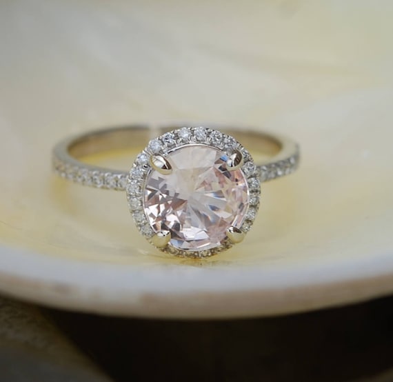 Peach sapphire white gold best sale ring