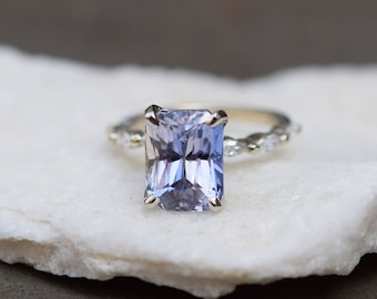 Emerald Engagement Ring 4ct Light Blue Sapphire Engagement Ring Godivah ring One of a kind ring Sapphire emerald cut ring Eidelprecious
