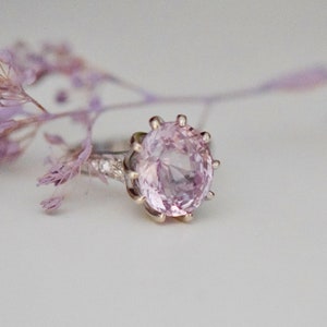 Pink Sapphire Ring White Gold Chrysanthemum ring with 5ct pink sapphire and diamonds One of a kind ring