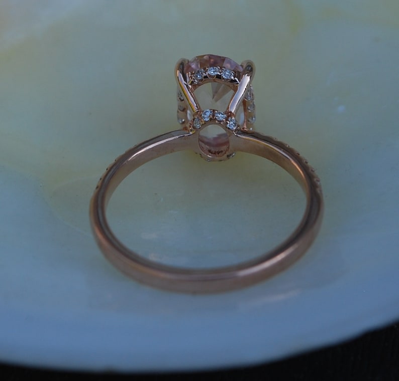 Blake Lively ring. White Sapphire Engagement Ring. Oval cut 14k rose gold diamond ring by Eidelprecious image 3