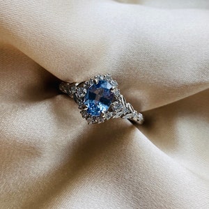 Kassandra Ice blue sapphire engagement ring white gold Winter Glow Light Blue sapphire diamond engagement ring Enchanted engagement ring image 10