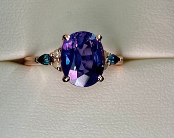 GIA tanzanite ring. Purple engagement ring. Multi-stone ring. Tanzanite engagement ring. Bespoke ring by Eidelprecious