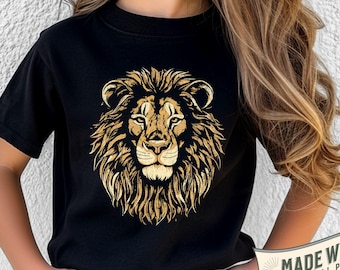 Kids Lion Shirt Youth Wild Animal T-Shirt Jungle Safari Kids Tee Cool Lion Graphic Tee for Boys Girls Lion Shirt Boys Gift Lion Lover
