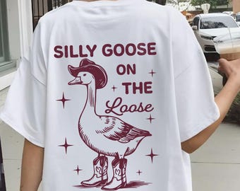 Silly Goose On The Loose Vintage T Shirt Silly Shirt Funny Gift Goose Lover Comfort Colors Vintage Goose Cute Shirt Bird Tee Goose Backprint