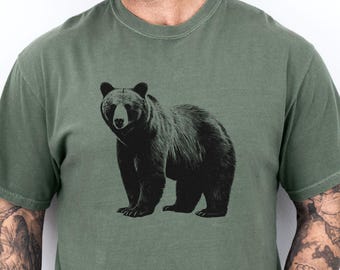 Grizzly Bear T-Shirt Comfort Colors Brown Bear Graphic Tee Aesthetic Nature Shirt Outdoorsy Animal Tee Cottagecore Hiking Shirt Bear Lover