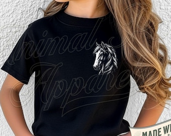 Youth Horse T-Shirt, Minimalist Horse Shirt for Kids, Horse Lover Gift for Children, Cute Wild Horse Graphic Tee