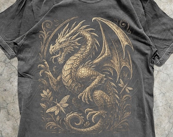 Y2k Chrome Dragon Shirt, 90s Vintage Graphic Tshirt, Shirts That