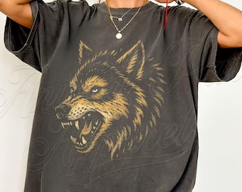Roaring Wolf Vintage Graphic T-Shirt, Unisex Wolf Shirt, Lone Wolf Graphic Tee, Retro Animal Shirt, Nature Wildlife Forest Animals Shirt