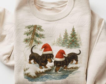 Christmas Wiener Dog Sweatshirt, Cute Holiday Crewneck with Dogs, Winter Dachshund Sweater, Funny Christmas Dog Shirt, Gift for Dog Owner