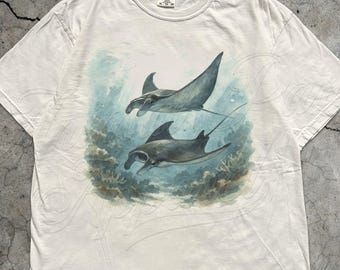 Vintage Manta Ray T-Shirt, Ocean Wildlife Graphic Tee, Marine Life Gift for Beach Lovers, Sea Creature Art Shirt, Coastal Ocean Nature Top