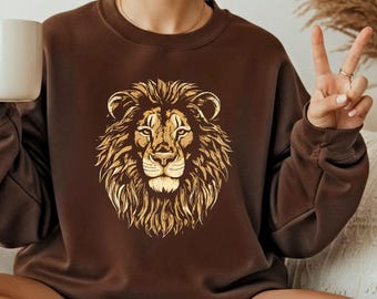 Vintage Lion Potrait Animal Sweatshirt Medium Lion King Animal