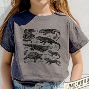 Youth Reptile T-Shirt, Reptiles Graphic Tee For Children, Vintage Reptile Lover Gift, Snake Tee Lizard Herpetology Turtle Alligator Kids Tee
