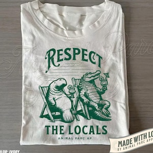 Respect The Locals Vintage T Shirt Everglades Florida Crocodile Manatee Shirt Gift Florida Lifestyle, Everglades Funny Florida Tee Alligator zdjęcie 1