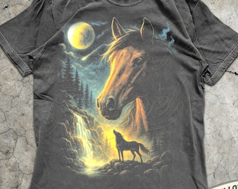 Vintage Horse Graphic T-shirt, 90s Distressed Horse Shirt, Retro