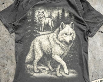 Wolf Shirt Vintage Wildlife Graphic Tee, Nature Lover Gift, Forest Animal T-Shirt, White Wolf Art, Outdoors Adventure Top, Arctic Wolf Tee