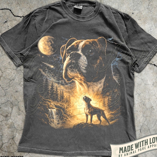 Boxer Dog Howling To The Moon T-Shirt, Vintage Graphic Dog Lover Shirt, Funny Boxer Dog Gift, 90s Full Moon Dog Shirt