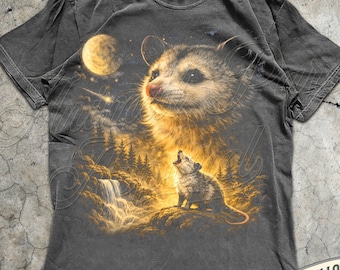 Possum Howling to The Moon T Shirt, Vintage Opossum Graphic Tee, 90s Animal Tee, Street Cats Retro Shirt, Trashcore, Raccoon Shirt