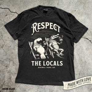 Respect The Locals Vintage T Shirt Everglades Florida Crocodile Manatee Shirt Gift Florida Lifestyle, Everglades Funny Florida Tee Alligator Black